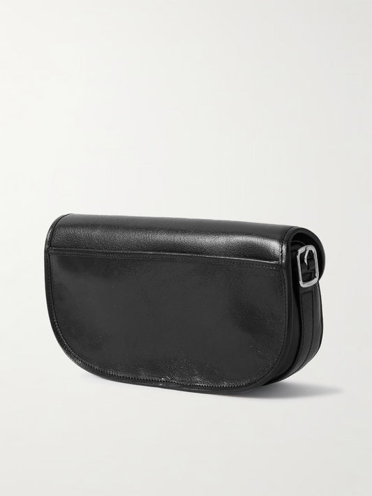 Beckett embellished glossed textured-leather shoulder bag